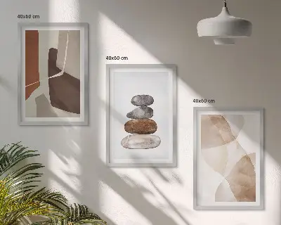 Set de 3 cuadros abstractos modernos para salón