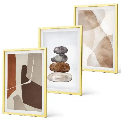 Set de 3 cuadros abstractos modernos para salón
