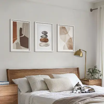 Set de 3 cuadros abstractos modernos para salón