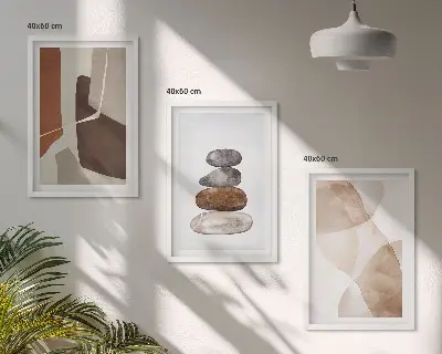 Set de 3 cuadros abstractos modernos para salón