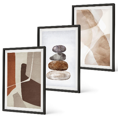 Set de 3 cuadros para salón Pintura abstracta moderna