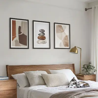 Set de 3 cuadros abstractos modernos para salón