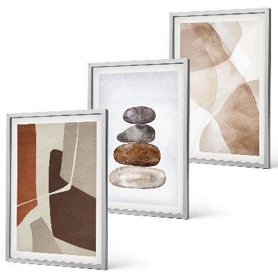 Set de 3 cuadros para salón Pintura abstracta moderna