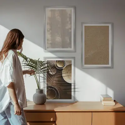 Set de 3 cuadros para salón con estructuras de textura minimalistas