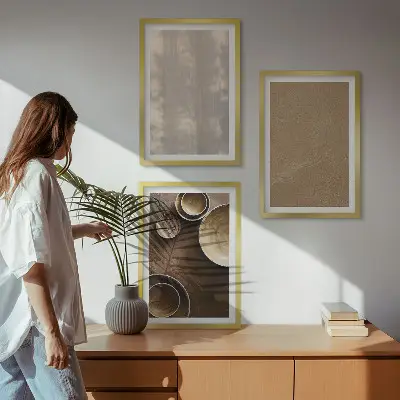 Set de 3 cuadros para salón con estructuras de textura minimalistas