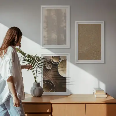 Set de 3 cuadros para salón con estructuras de textura minimalistas
