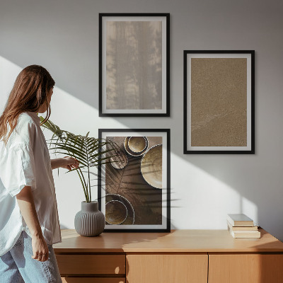 Set de 3 cuadros para salón Estructuras de textura minimalistas