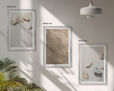 Set de 3 cuadros para salón Estructuras naturales de la playa de piedras
