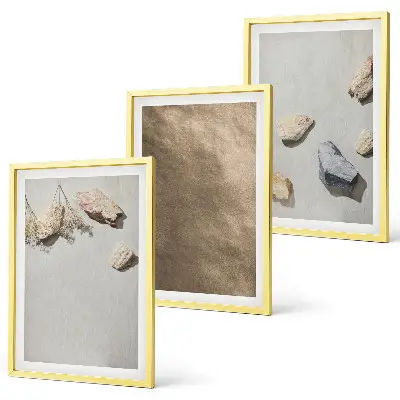 Set de 3 cuadros para salón con diseño de estructuras naturales de la playa de piedras