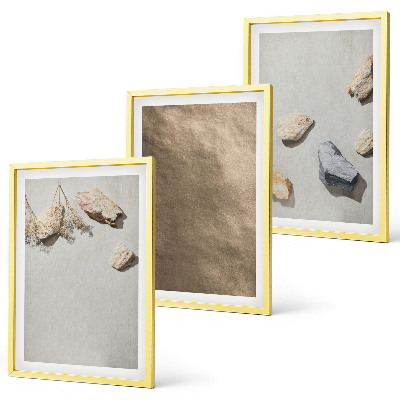 Set de 3 cuadros para salón Estructuras naturales de la playa de piedras