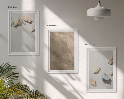 Set de 3 cuadros para salón Estructuras naturales de la playa de piedras