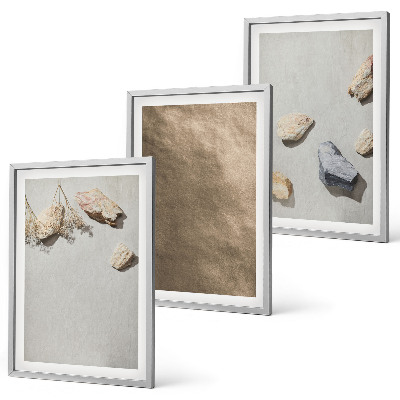 Set de 3 cuadros para salón Estructuras naturales de la playa de piedras