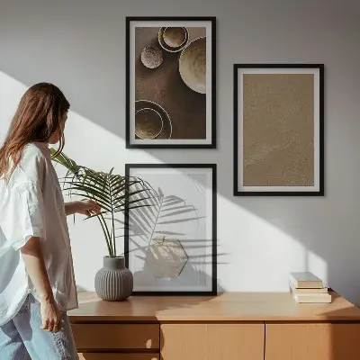 Set de 3 cuadros con diseño de texturas y colores minimalistas