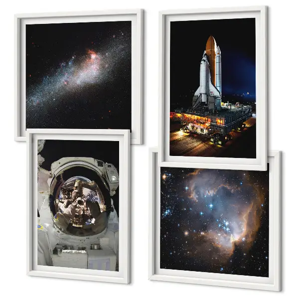 Set de 4 cuadros de astronautas aterrizando en la Luna decoración para salón