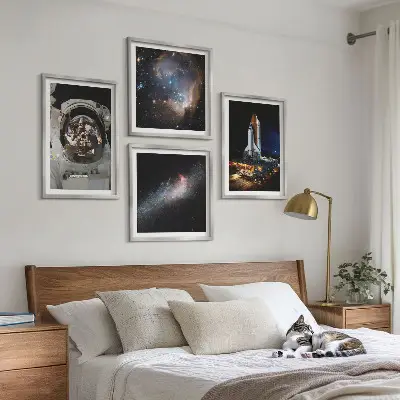 Set de 4 cuadros de astronautas aterrizando en la Luna decoración para salón