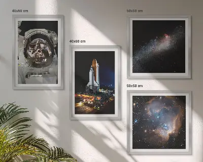 Set de 4 cuadros de astronautas aterrizando en la Luna decoración para salón