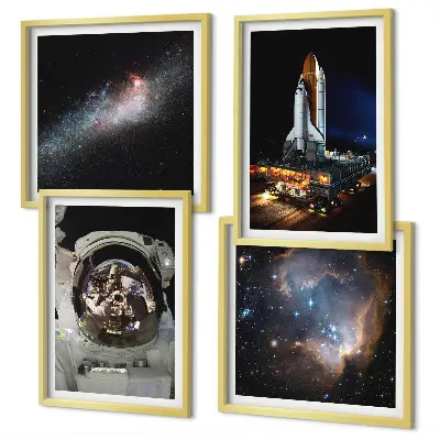 Set de 4 cuadros de astronautas aterrizando en la Luna decoración para salón