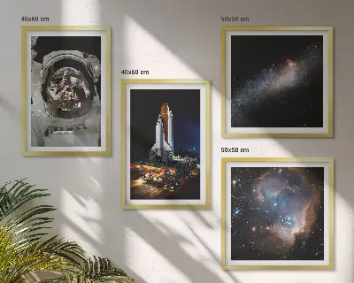 Set de 4 cuadros de astronautas aterrizando en la Luna decoración para salón