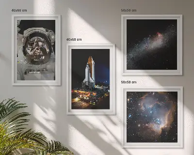 Set de 4 cuadros de astronautas aterrizando en la Luna decoración para salón