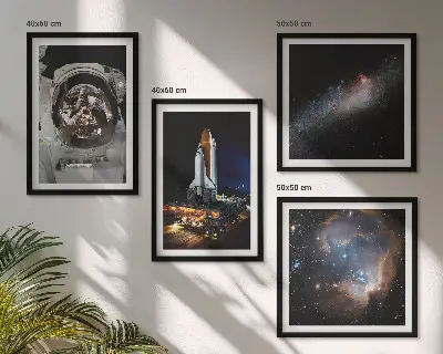 Set de 4 cuadros de astronautas aterrizando en la Luna decoración para salón