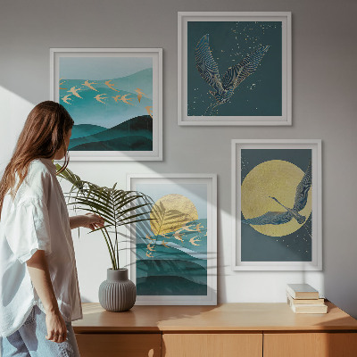 Galería de pared Paisajes elegantes con aves