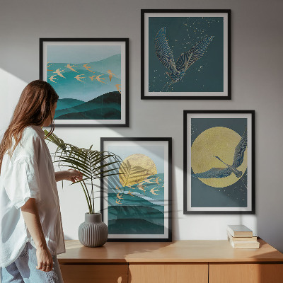 Galería de pared Paisajes elegantes con aves