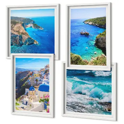 Set de cuadros modernos para salón con vistas griegas de Santorini Oia