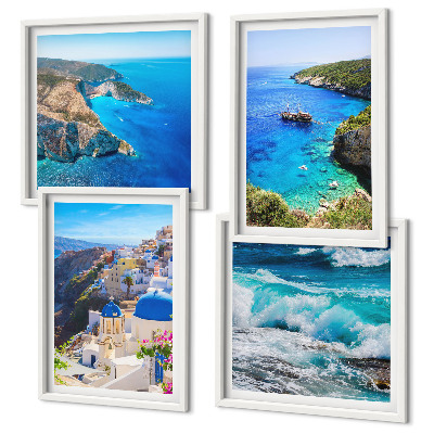Set de cuadros modernos para salón Vistas griegas de Santorini Oia