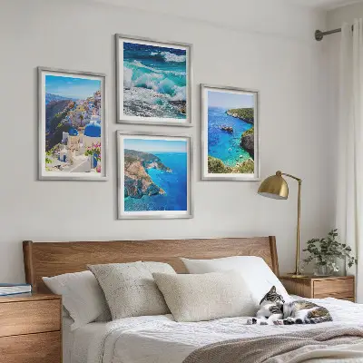 Set de cuadros modernos para salón con vistas griegas de Santorini Oia