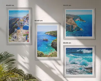 Set de cuadros modernos para salón con vistas griegas de Santorini Oia