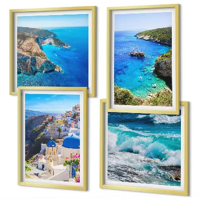 Set de cuadros modernos para salón con vistas griegas de Santorini Oia