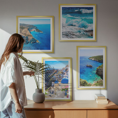 Set de cuadros modernos para salón Vistas griegas de Santorini Oia