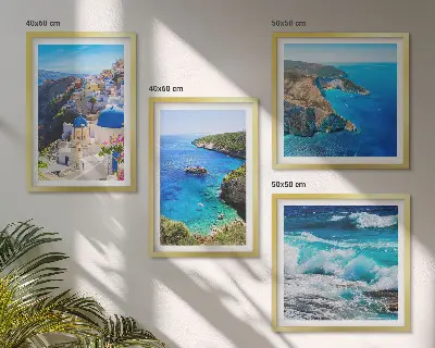 Set de cuadros modernos para salón con vistas griegas de Santorini Oia