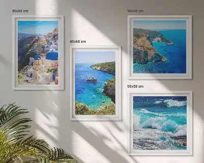 Set de cuadros modernos para salón con vistas griegas de Santorini Oia