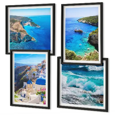Set de cuadros modernos para salón con vistas griegas de Santorini Oia