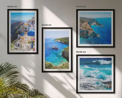 Set de cuadros modernos para salón con vistas griegas de Santorini Oia