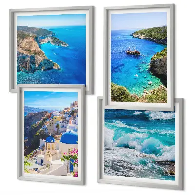 Set de cuadros modernos para salón con vistas griegas de Santorini Oia