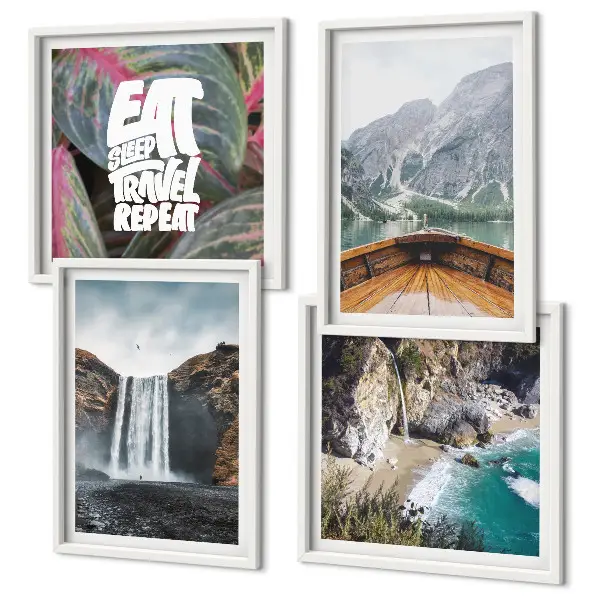 Galería de pared con paisaje de cascada en la montaña