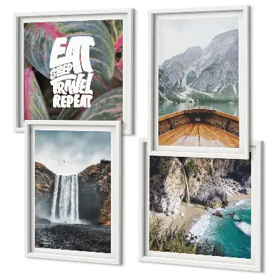 Galería de pared con paisaje de cascada en la montaña
