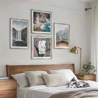Galería de pared con paisaje de cascada en la montaña