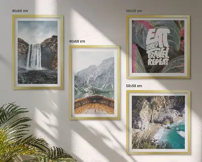 Galería de pared con paisaje de cascada en la montaña