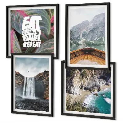 Galería de pared con paisaje de cascada en la montaña