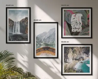Galería de pared con paisaje de cascada en la montaña