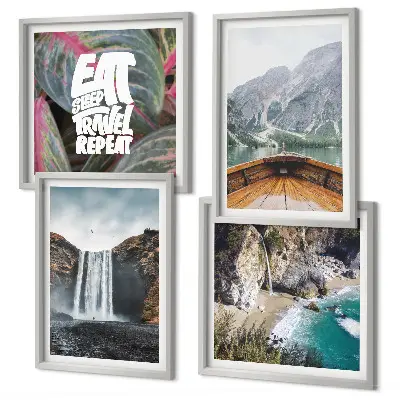 Galería de pared con paisaje de cascada en la montaña