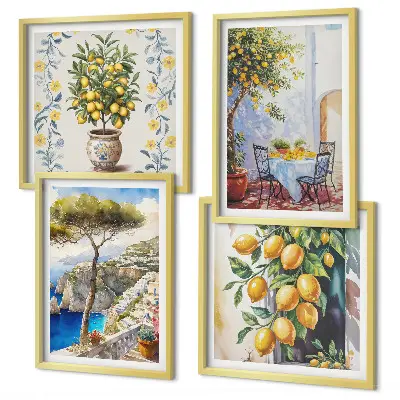 Set de cuadros modernos para salón diseño de limoneros junto al mar