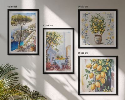 Set de cuadros modernos para salón Limoneros junto al mar