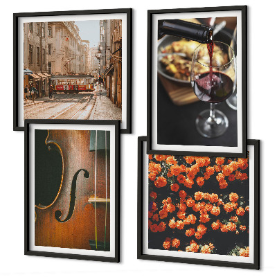 Galería de pared Flores antiguas, vino callejero, violín
