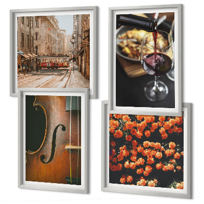 Galería de pared Flores antiguas, vino callejero, violín