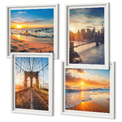 Galería de pared Puentes atardeceres ciudad