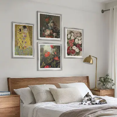 Set de 4 cuadros para salón inspirado en Flores del árbol de Klimt